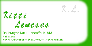 kitti lencses business card
